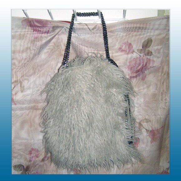 NEW Stella McCartney Faux Fur Gray Chain Tote Hobo bag - Picture 4 of 13